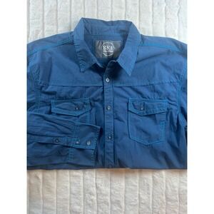 BKE Tailored Fit XXL Button Down Shirt Long Sleeve‎ Blue Stitch Western